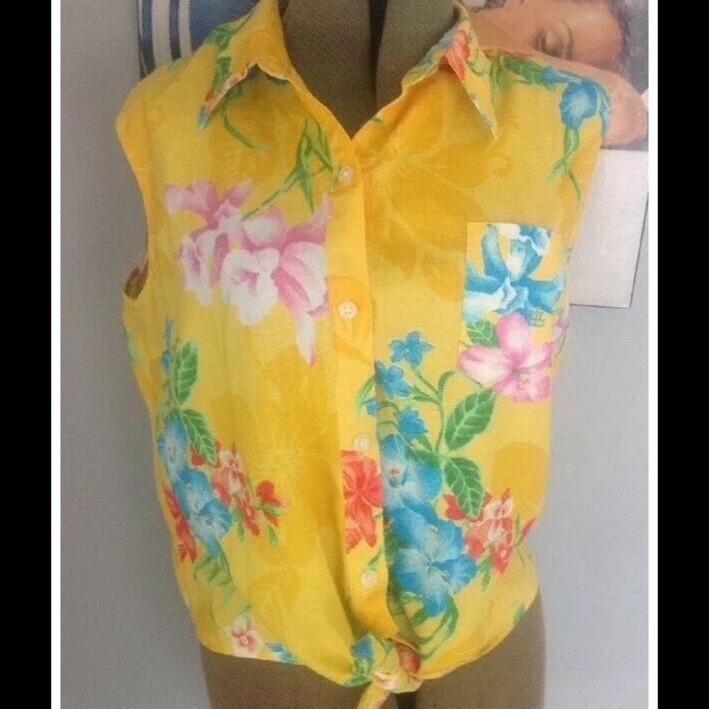 VTG Y2K RALPH LAUREN CREST BLACK LABEL CROP  100 PERCENT LINEN TOP L